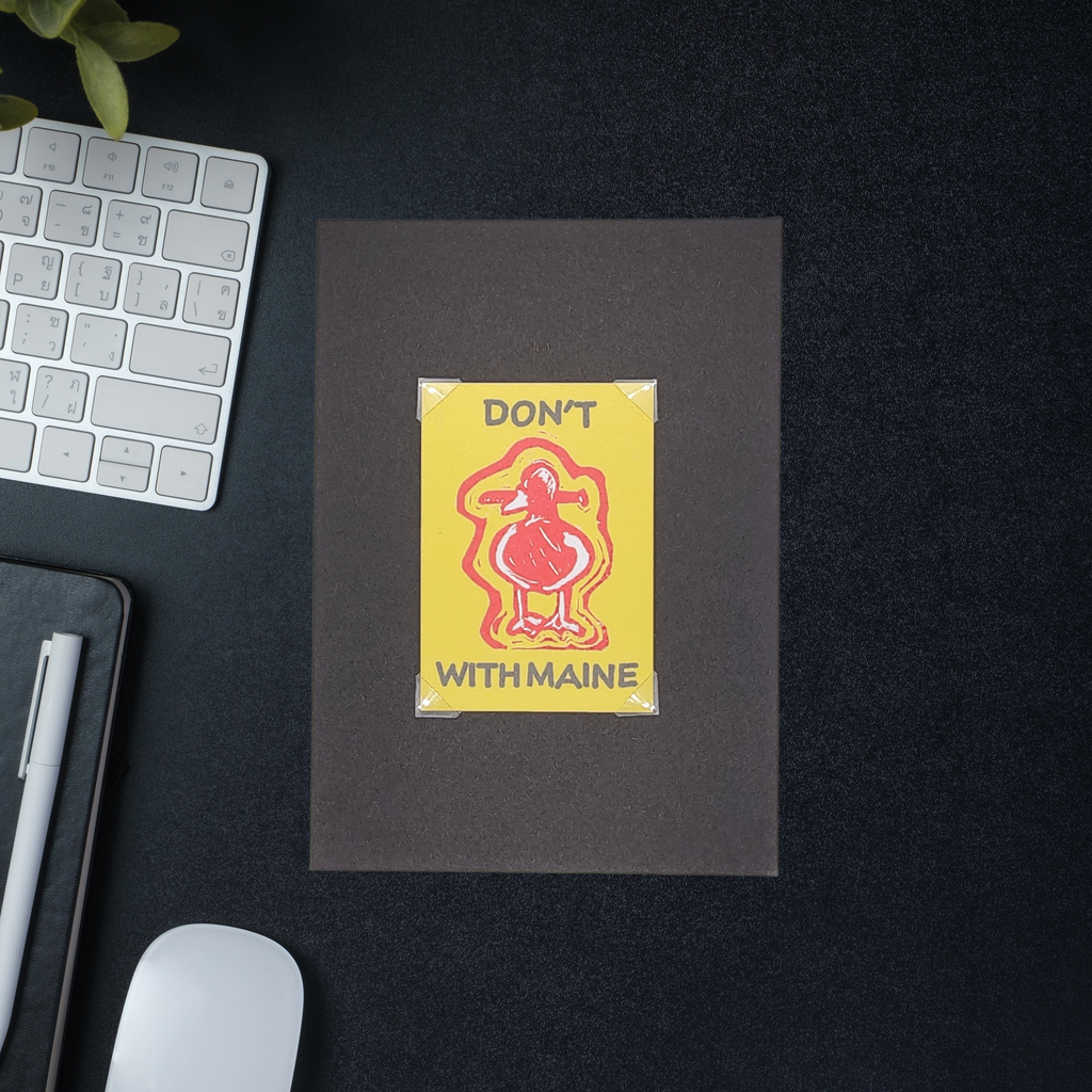 Don't Duck With Maine | Original Linocut ACEO Print