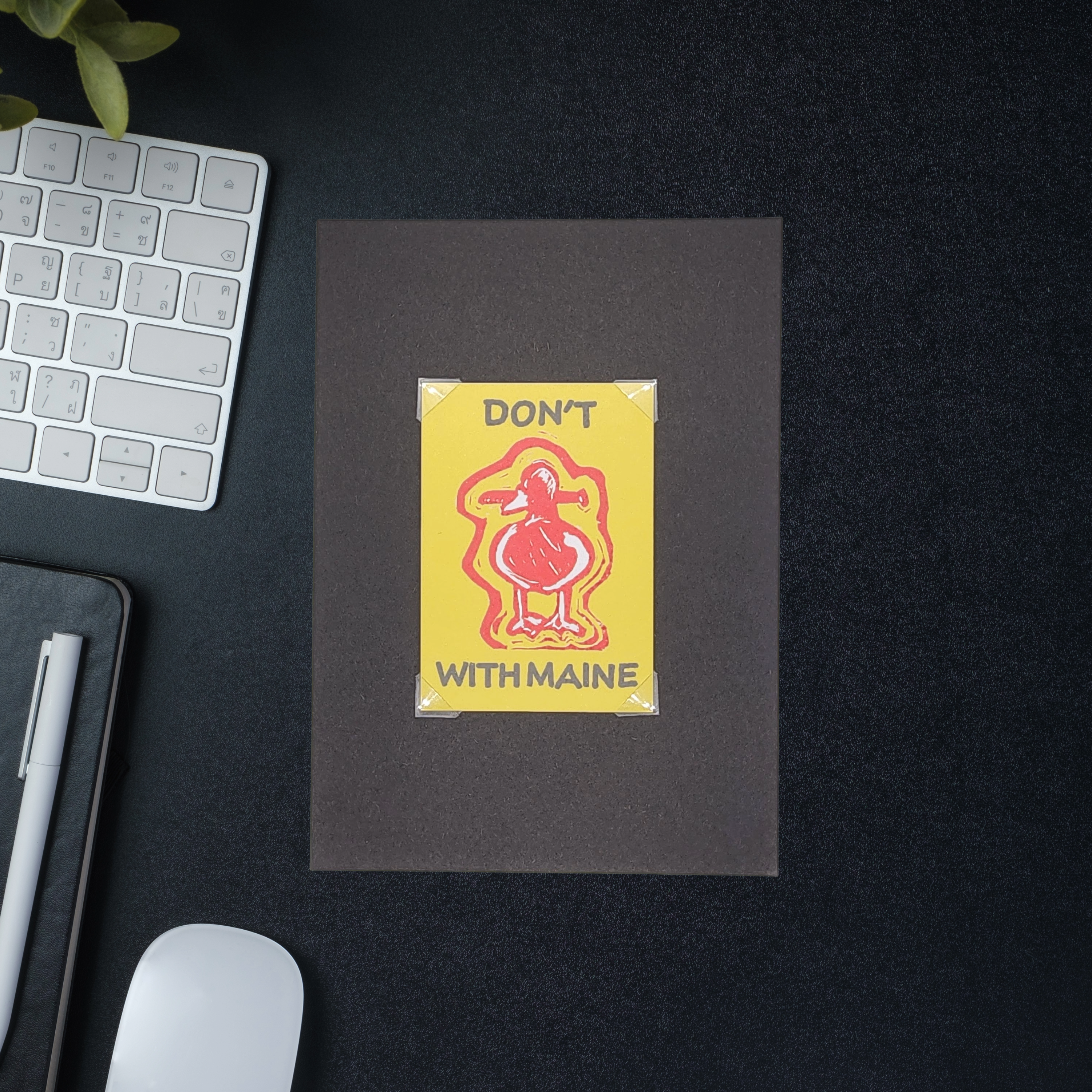 Don't Duck With Maine | Original Linocut ACEO Print