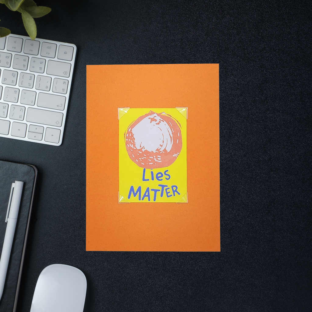 Orange Lies Matter | Original Linocut ACEO Print