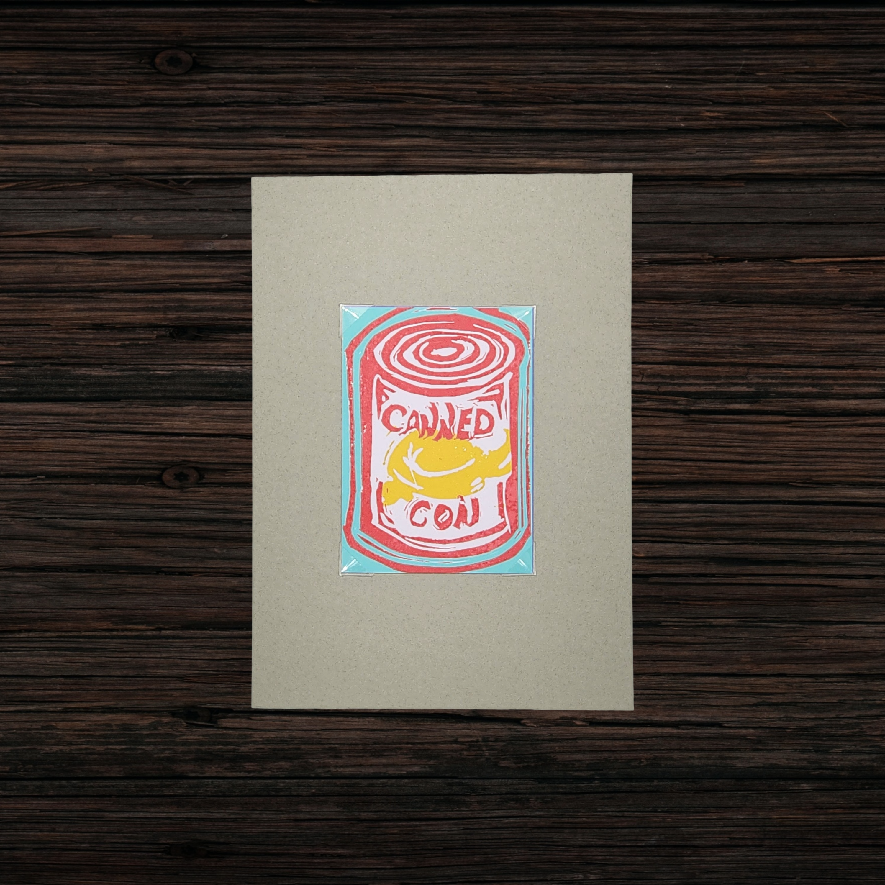 Canned Con | Original Linocut ACEO Print