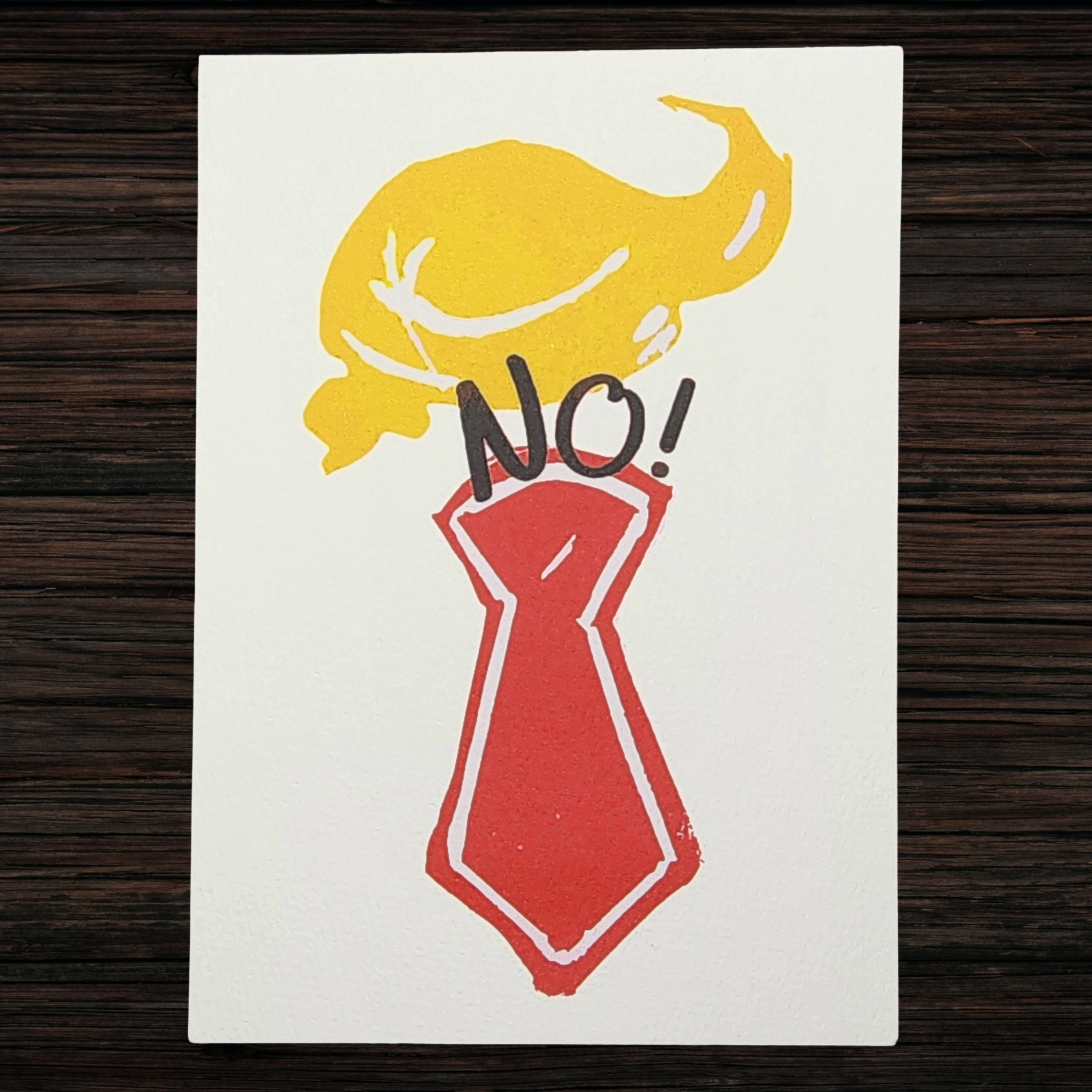 No! | 5x7 Original Hand-Carved Linocut Print