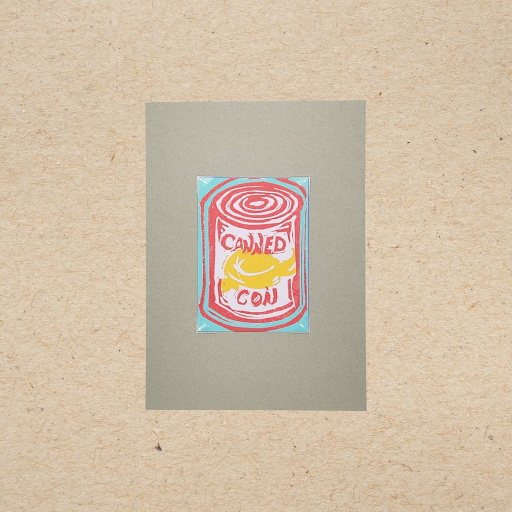 Canned Con | Original Linocut ACEO Print