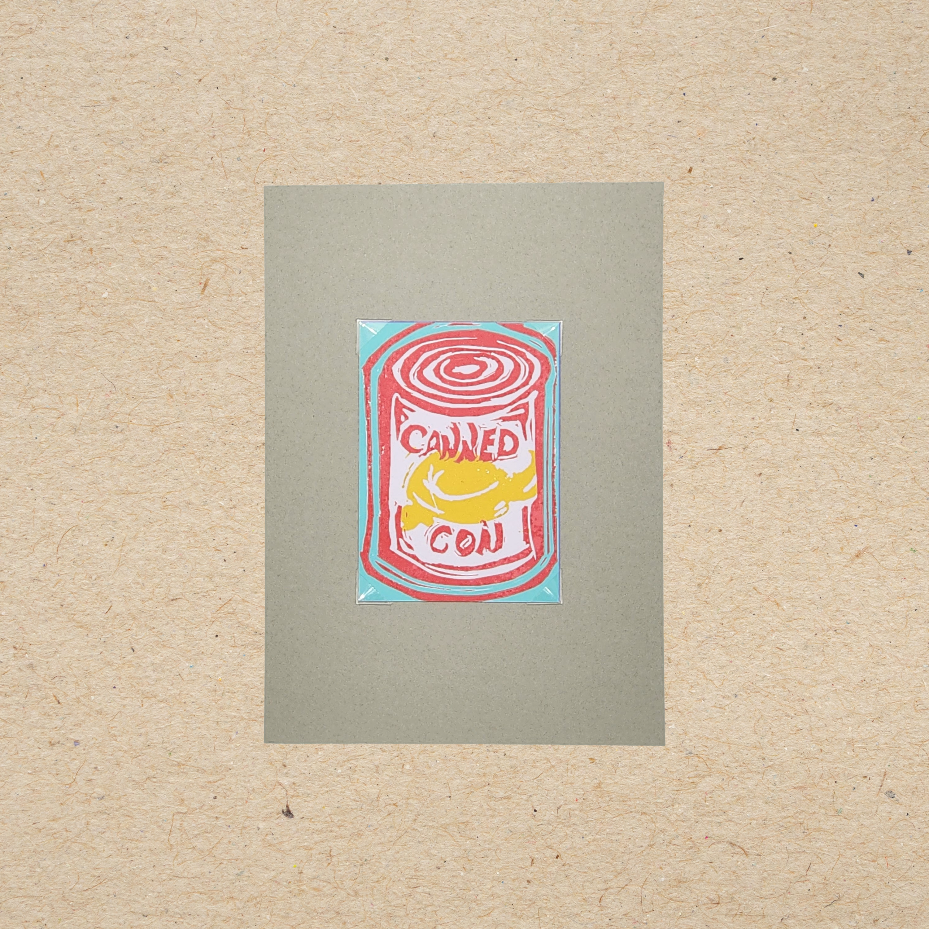 Canned Con | Original Linocut ACEO Print
