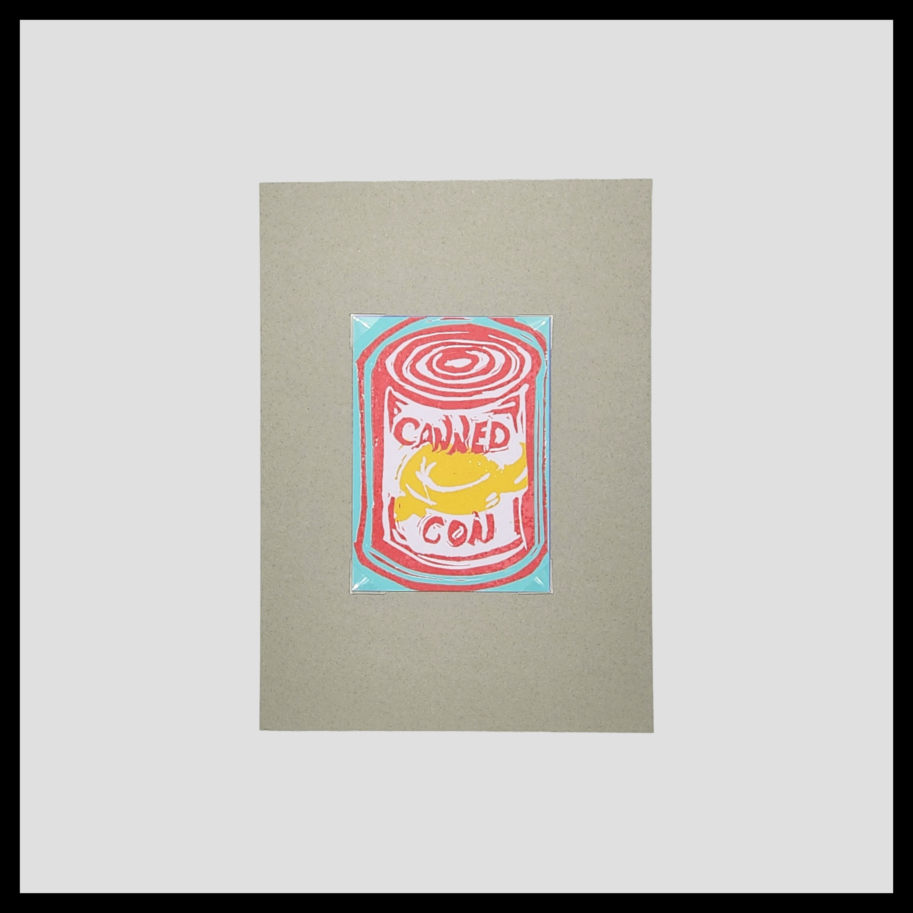 Canned Con | Original Linocut ACEO Print