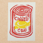 Canned Con | 5x7 Original Hand-Carved Linocut Print