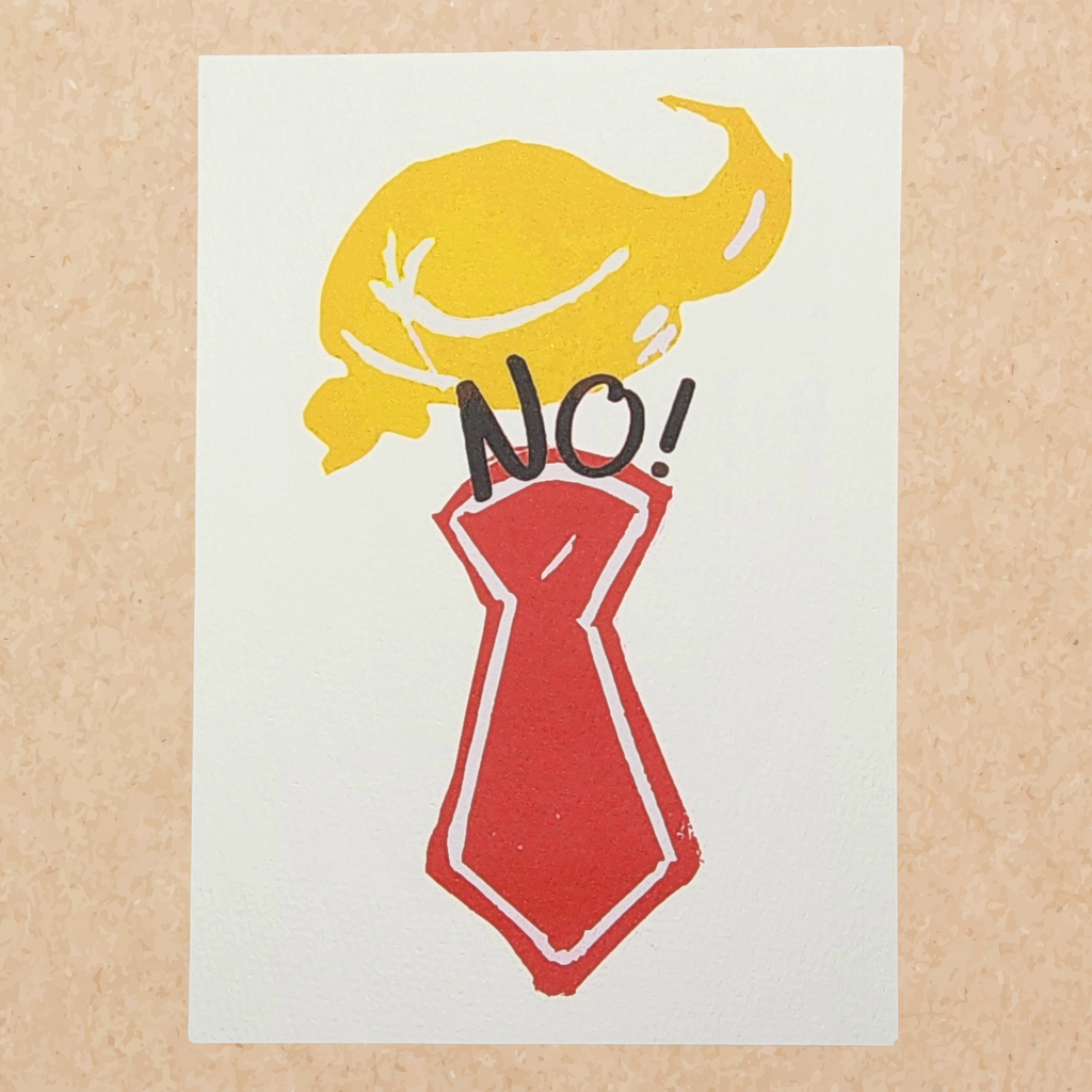 No! | 5x7 Original Hand-Carved Linocut Print