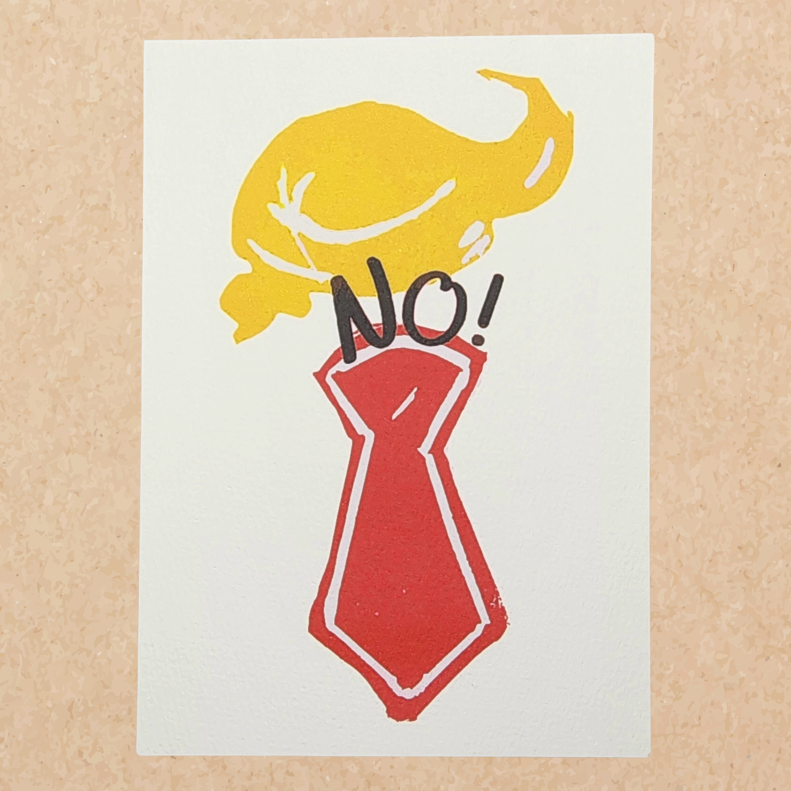 No! | 5x7 Original Hand-Carved Linocut Print