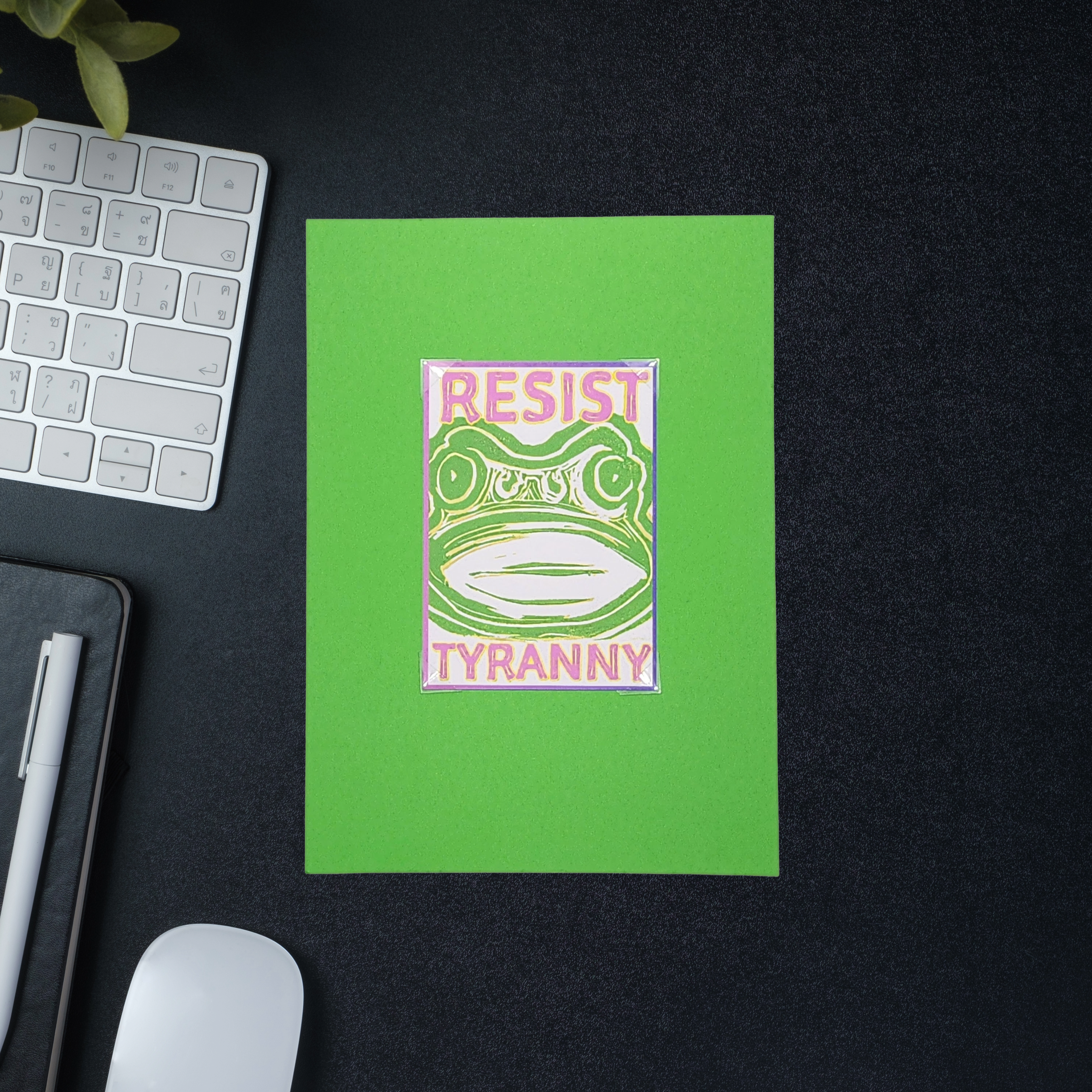 Resist Tyranny | Original Linocut ACEO Print